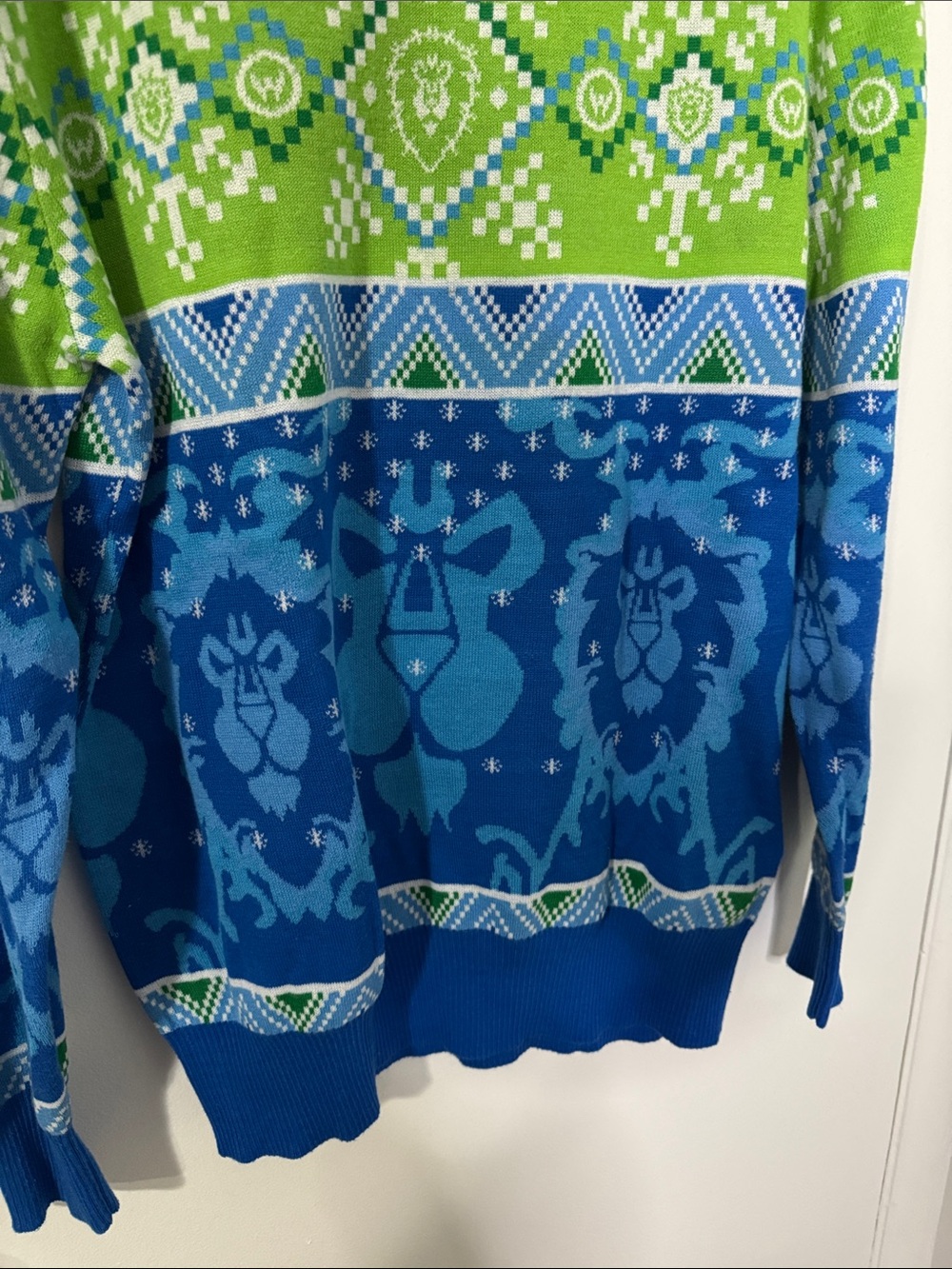 Blizzard Men’s Medium For the Alliance Ugly Christmas Sweater - Picture 4 of 10